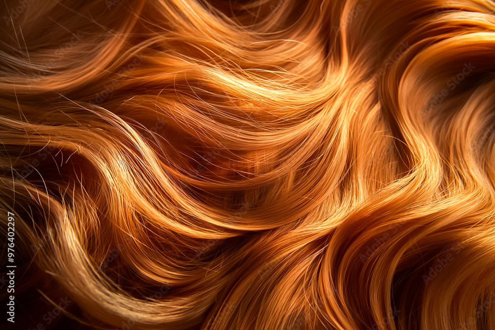 Soft, wavy strands of auburn hair flow gracefully, revealing a silky texture and warm hues. The light enhances the natural shine and movement of the hair Soft, wavy strands of auburn hair flow gracefully, revealing a silky texture and warm hues. The light enhances the natural shine and movement of the hair