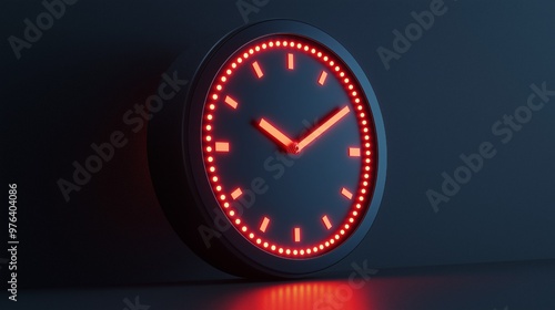 An isolated white background with a 3D rendered LED clock using generative AI