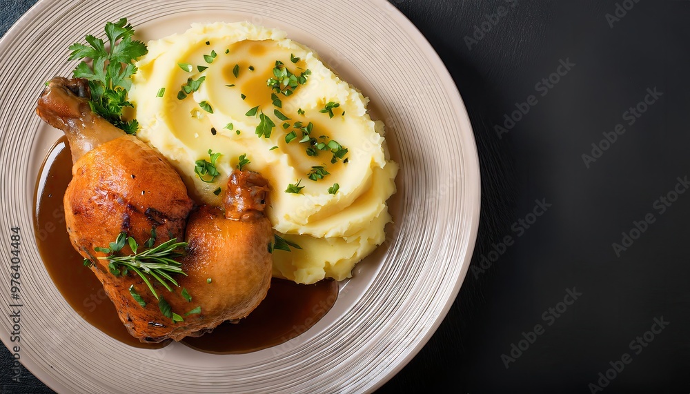 Roasted chicken leg with mashed potatoes Roasted chicken leg with mashed potatoes