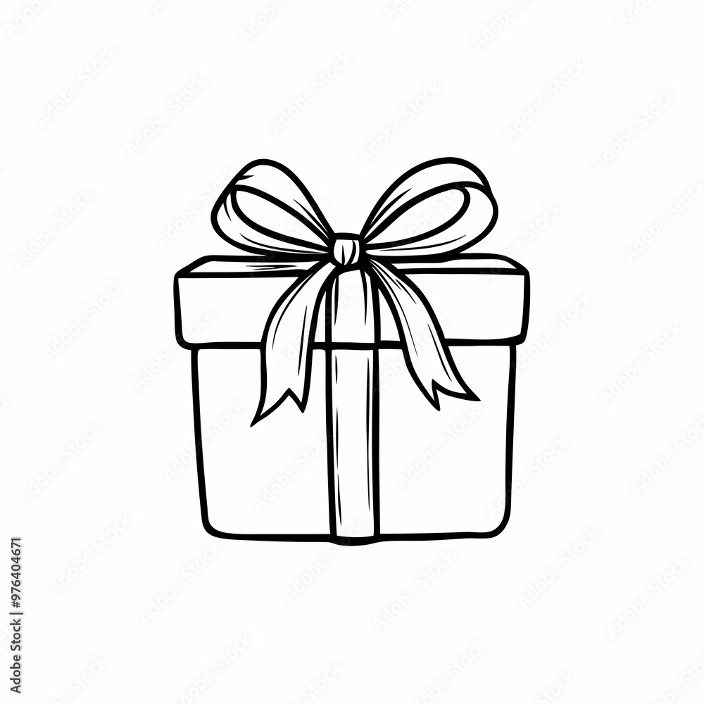Hand-drawn outline of a gift box with a ribbon and bow, minimalist design on white background, copy space
Hand-drawn outline of a gift box with a ribbon and bow, minimalist design on white background, copy space