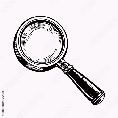 Magnifying glass, vintage style, scientific exploration, plain background, copy space
