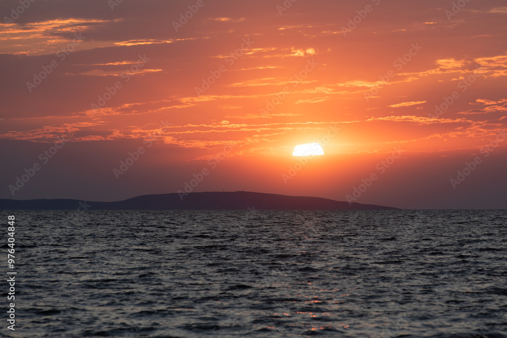 Beautiful sunset in the sea, ripples on the water Beautiful sunset in the sea, ripples on the water