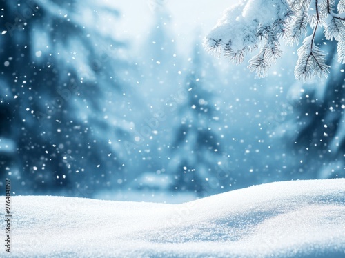 Wallpaper Mural Beautiful winter background with snow and trees. Christmas wallpaper with free space for text Torontodigital.ca