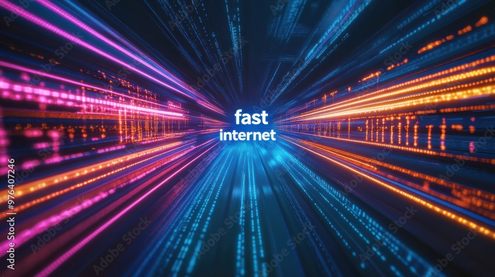 Fast fiber optic internet speed concept. Fast fiber optic internet speed concept.