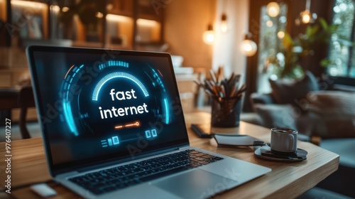 Fast fiber optic internet speed concept.  