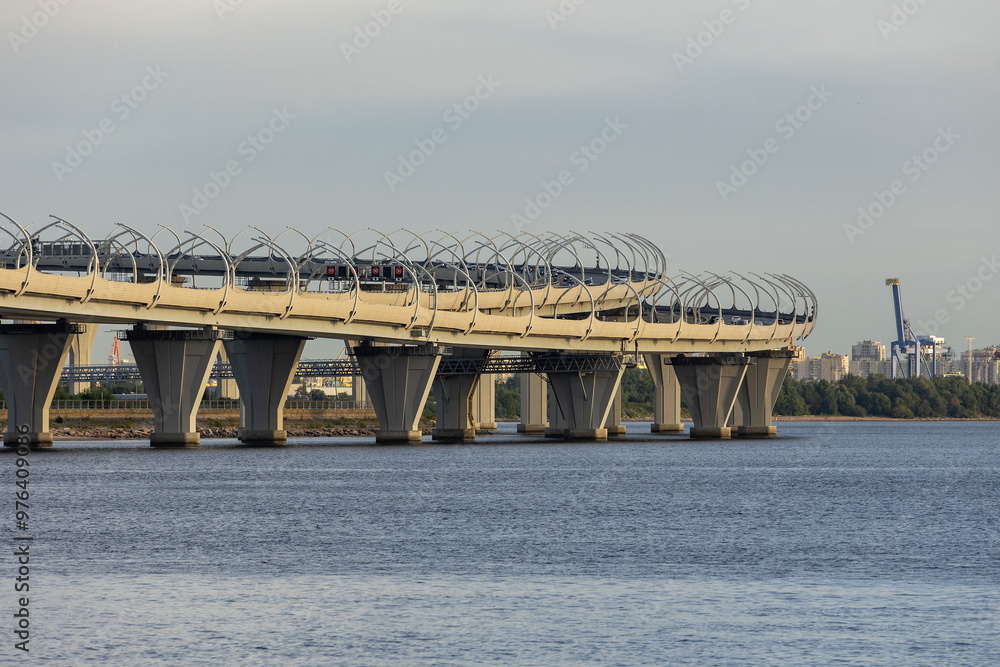Russia. Saint-Petersburg. A fragment of the highway is the western high-speed diameter. Russia. Saint-Petersburg. A fragment of the highway is the western high-speed diameter.
