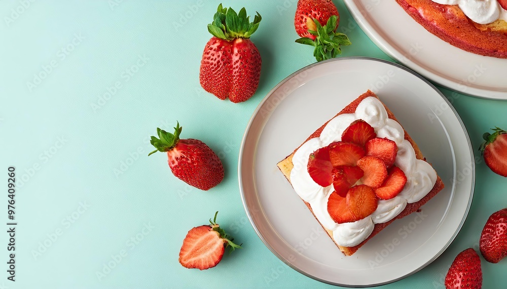 Strawberry cake with whipped cream Strawberry cake with whipped cream