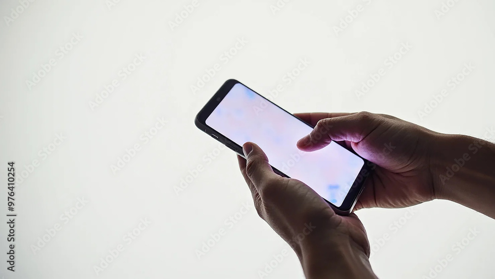 Close up of a person using mobile smart phone, widescreen 16:9, 300 dpi, with free space for text Close up of a person using mobile smart phone, widescreen 16:9, 300 dpi, with free space for text