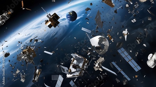 Space debris orbiting earth, illustrating the growing issue of space pollution (23) photo