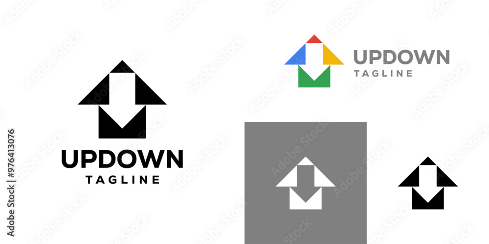 Vector design template of up and down arrow logo, upload, download, direction. Icon symbol EPS 10. Vector design template of up and down arrow logo, upload, download, direction. Icon symbol EPS 10.