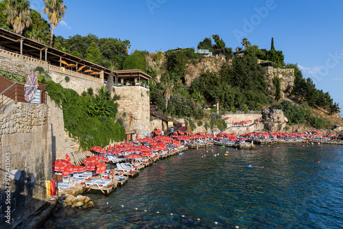 Fototapeta Naklejka Na Ścianę i Meble -  Turkey. Antalya. City beach in Antalya Bay.