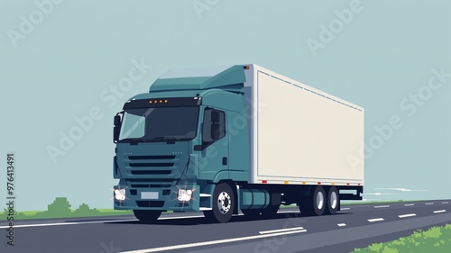 transport truck illustration minimalist and pixelated