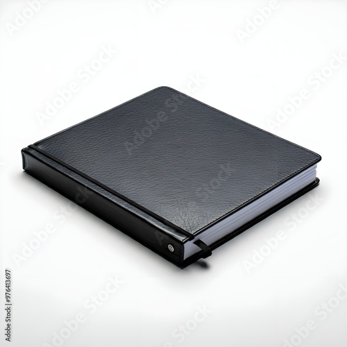 black notebook isolated on white background.