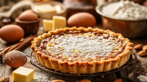 a bakewell tart fresh out of the oven