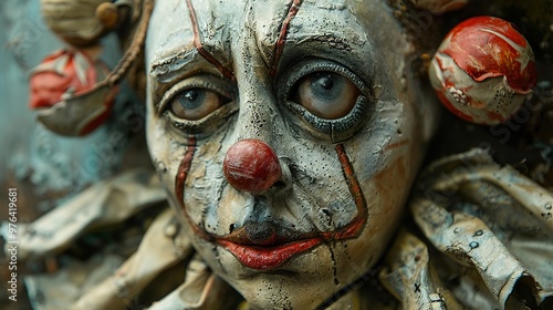 Creepy Clown Sculpture: A Disturbing Portrait photo