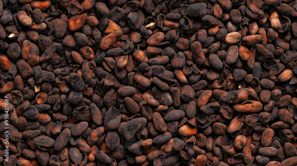 a photographic pattern of an extreme close-up, top-down view of cocoa nibs, filling the entire frame with a focus on the intricate details a photographic pattern of an extreme close-up, top-down view of cocoa nibs, filling the entire frame with a focus on the intricate details