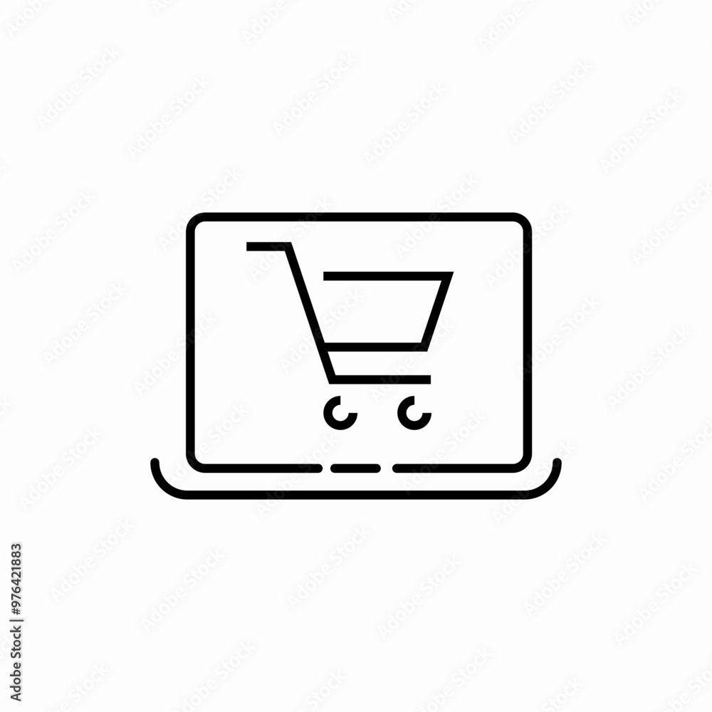laptop shopping online icon sign vector laptop shopping online icon sign vector