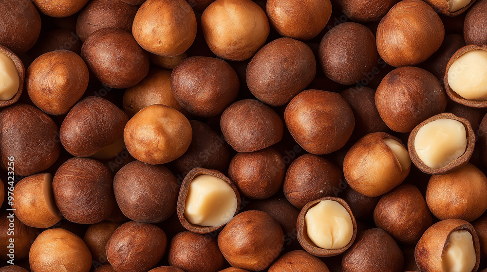 a seamless pattern of a close-up, top-down view of macadamia nuts, filling the entire frame with a focus on the intricate details of the elements a seamless pattern of a close-up, top-down view of macadamia nuts, filling the entire frame with a focus on the intricate details of the elements