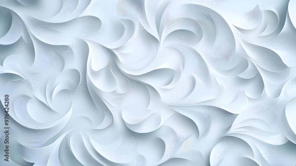 Abstract lace-like swirls seamlessly intertwining on a light gray canvas, clean and minimalistic, soft white details, delicate patterns, digital vector art. Abstract lace-like swirls seamlessly intertwining on a light gray canvas, clean and minimalistic, soft white details, delicate patterns, digital vector art.