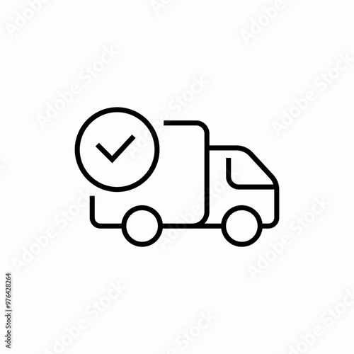 delivery check mark truck icon sign vector