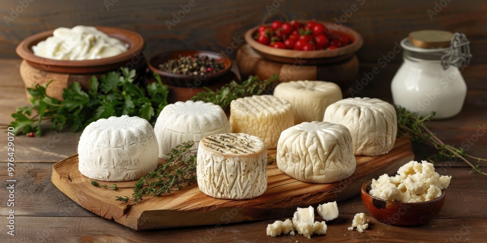 Selection of Turkish cheeses including ball cheese, milk drop cheese, and auger cheese. Selection of Turkish cheeses including ball cheese, milk drop cheese, and auger cheese.