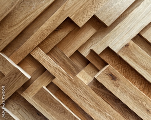 Geometric Oak Wood Floor Design Modern Hardwood Flooring Pattern with Interlocking Planks for a Stylish and Unique Interior Design