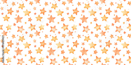 apricot and tangerine color stars seamless pattern, clean surface texture, white background