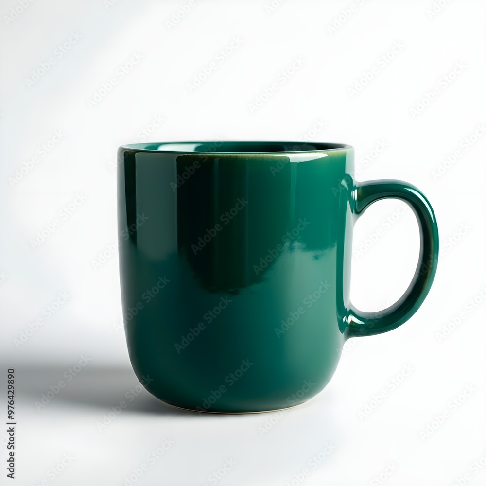 Green cup isolated on white background.
