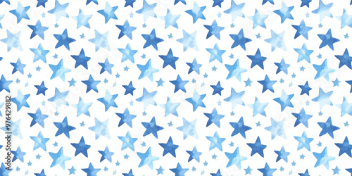 baby blue and indigo color stars seamless pattern, clean surface texture, white background