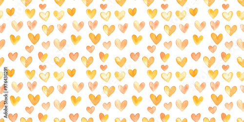 buttercream and ochre color hearts seamless pattern, clean surface texture, white background