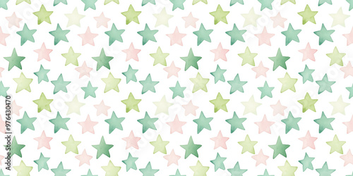 buttercream and sage color stars seamless pattern, clean surface texture, white background