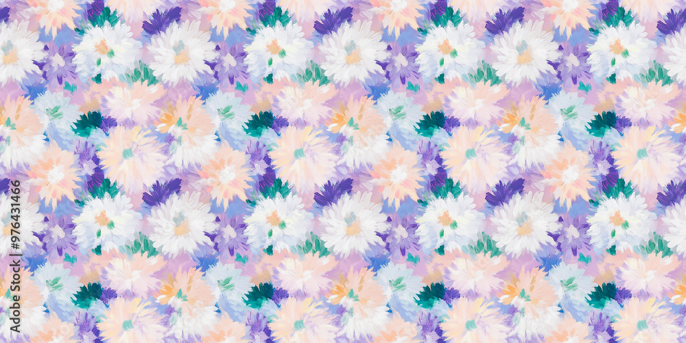 dreamy and clean abstract pattern of asters in a naive impressionistic style with gouache dreamy and clean abstract pattern of asters in a naive impressionistic style with gouache