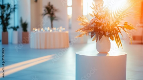 Wallpaper Mural Elegant flower arrangement in sunlight inside modern venue with potted plants background Torontodigital.ca