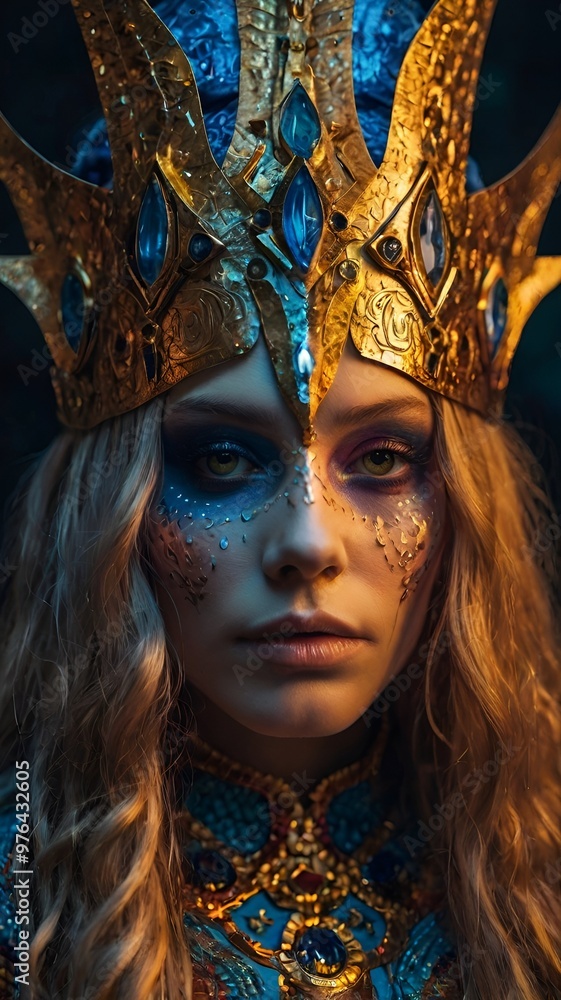 A stunning woman adorned with a distinctive crown, radiating beauty and grace A stunning woman adorned with a distinctive crown, radiating beauty and grace