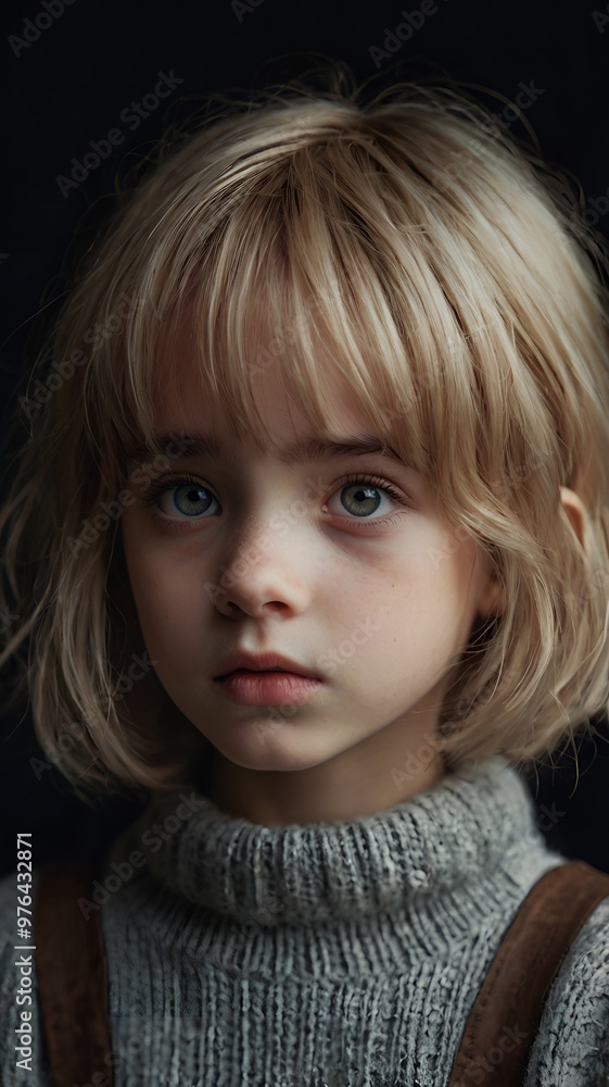 A young girl with blonde hair wearing a cozy sweater, radiating cuteness and charm A young girl with blonde hair wearing a cozy sweater, radiating cuteness and charm