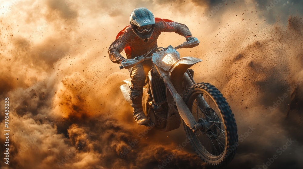 Dirt Bike Rider in a Cloud of Dust Dirt Bike Rider in a Cloud of Dust