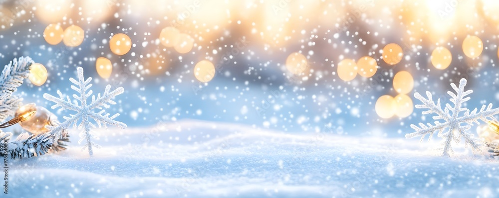Winter Wonderland Background with Snowflakes and Lights Winter Wonderland Background with Snowflakes and Lights