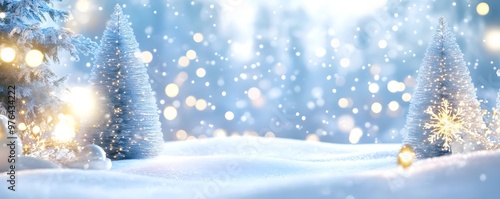 Winter Wonderland Christmas Trees Snow Background