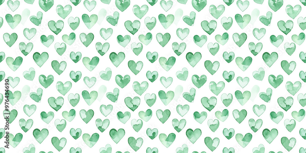pastel green and emerald color hearts seamless pattern, clean surface texture, white background pastel green and emerald color hearts seamless pattern, clean surface texture, white background