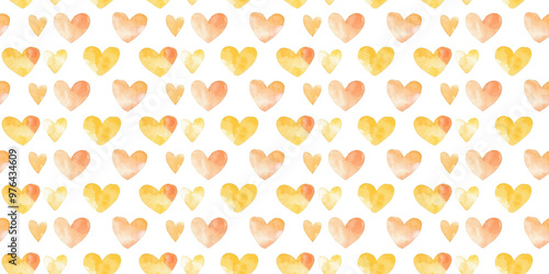 pale yellow and peach color hearts seamless pattern, clean surface texture, white background