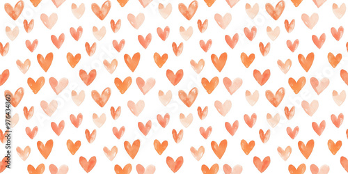 peach and rust color hearts seamless pattern, clean surface texture, white background