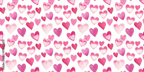 Wallpaper Mural powder pink and fuchsia color hearts seamless pattern, clean surface texture, white background Torontodigital.ca
