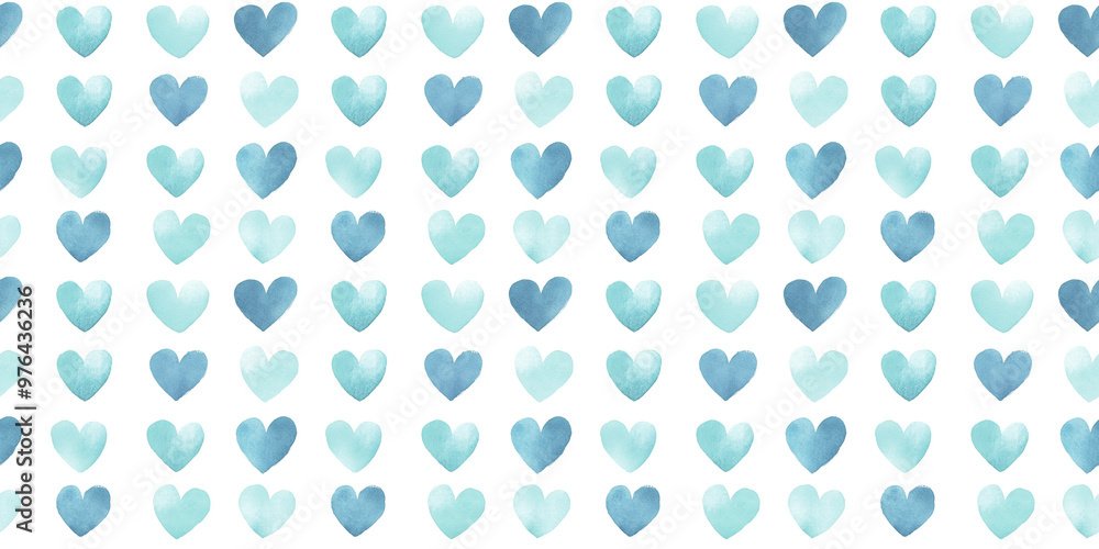 seafoam and teal blue color hearts seamless pattern, clean surface texture, white background seafoam and teal blue color hearts seamless pattern, clean surface texture, white background
