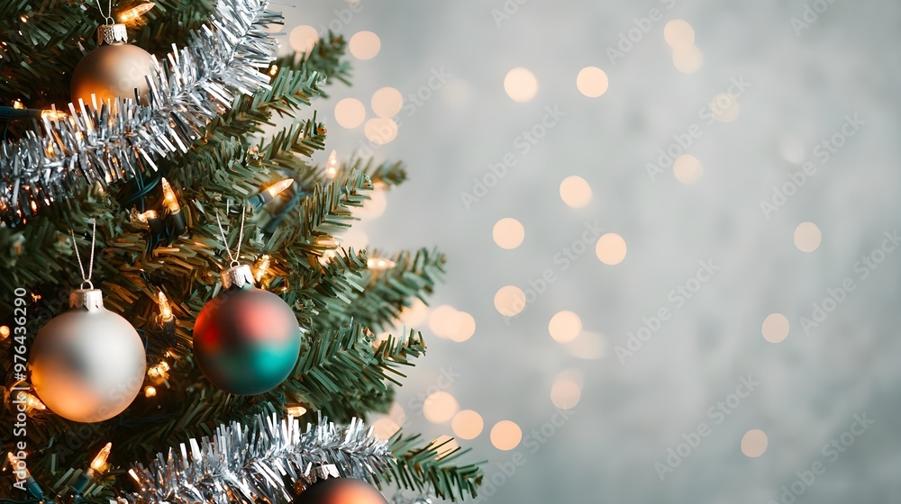 Obraz premium Christmas Tree Ornaments & Lights Blurred Background