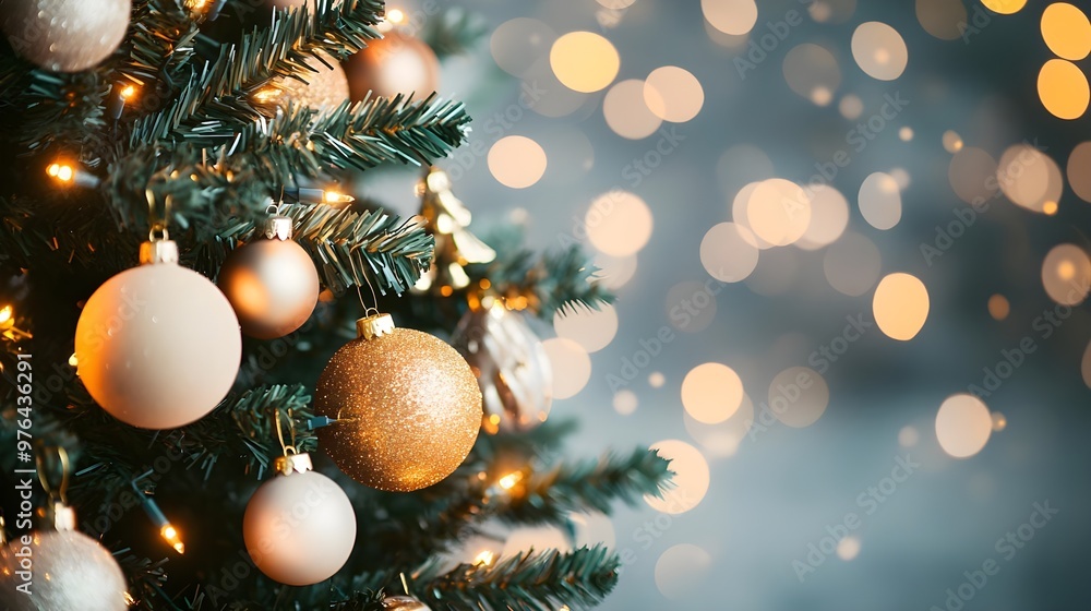 Christmas Tree Ornaments & Lights Bokeh Background Christmas Tree Ornaments & Lights Bokeh Background