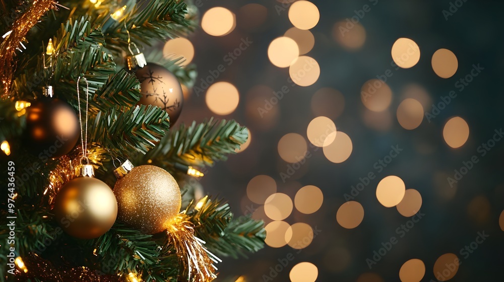 Christmas Tree Ornaments Gold & Brown Bokeh Lights Christmas Tree Ornaments Gold & Brown Bokeh Lights