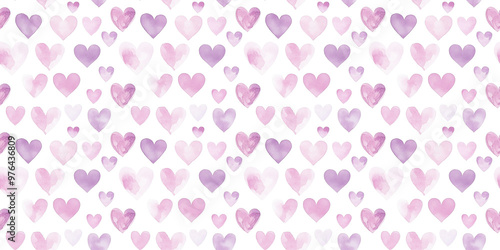 soft pink and lavender color hearts seamless pattern, clean surface texture, white background