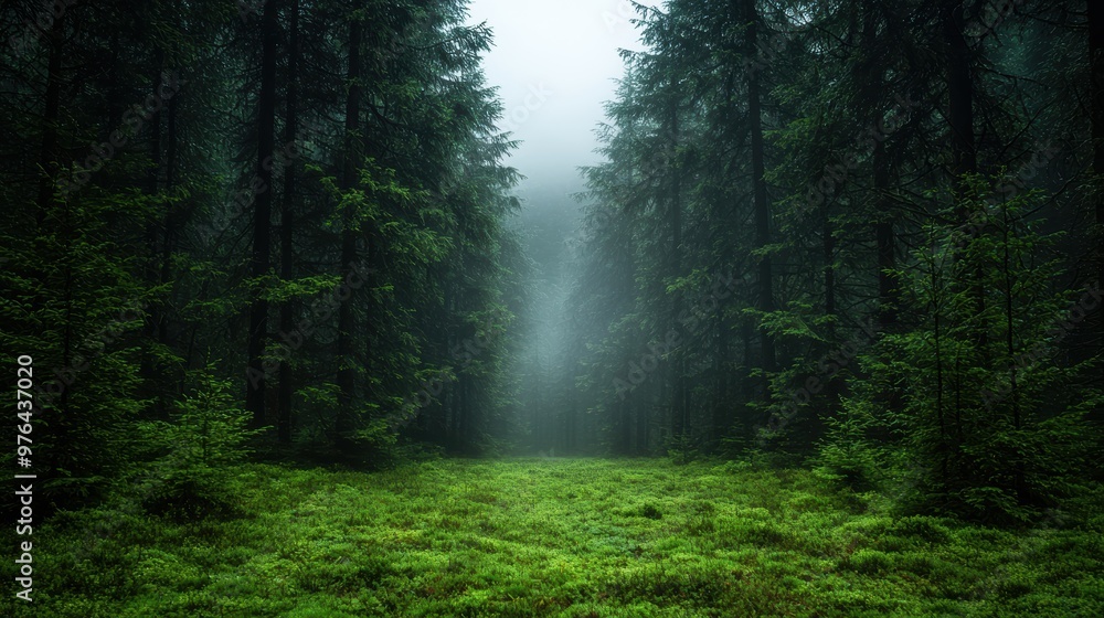 Obraz premium Mysterious forest path in the mist