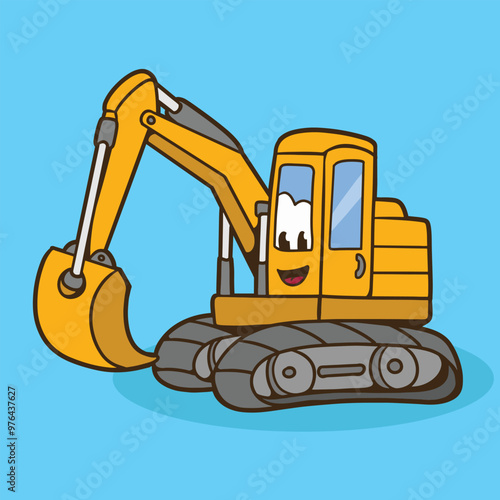 excavator cartoon good for sticker, t shirt design, mascot design, etc