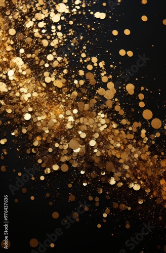 golden glitter sparkles on black background